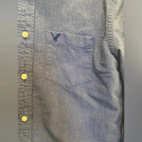 American Eagle Outfitter Men’s Dark Blue Collared Button Cotton Shirt Like New S - Picture 5 of 9